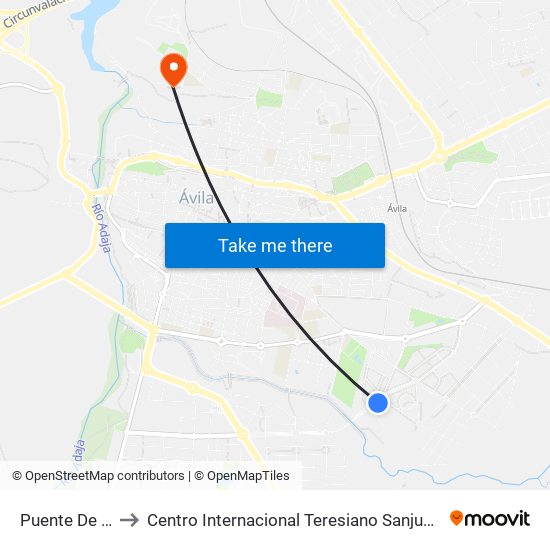 Puente De La Sanguijuela to Centro Internacional Teresiano Sanjuanista (Cites) - ""Universidad De La Mística"" map