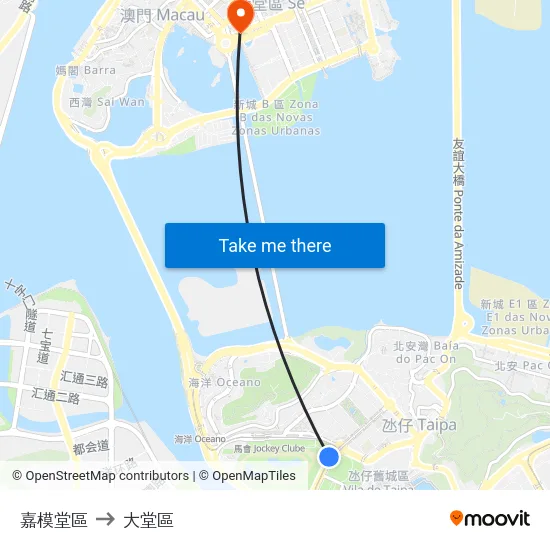 嘉模堂區 to 大堂區 map