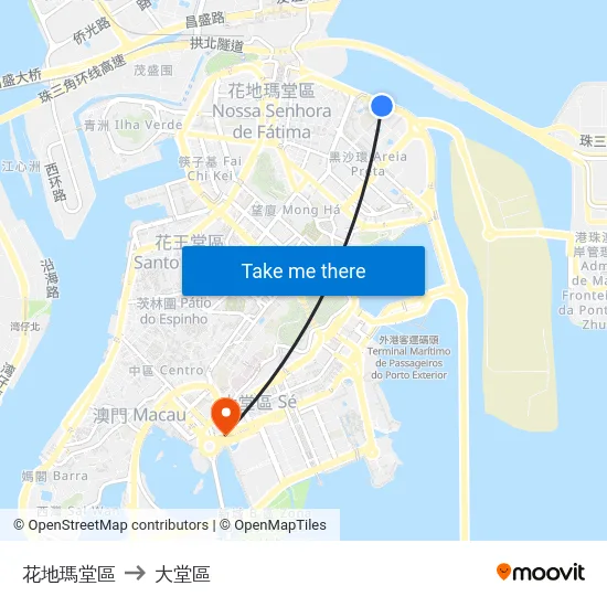 花地瑪堂區 to 大堂區 map