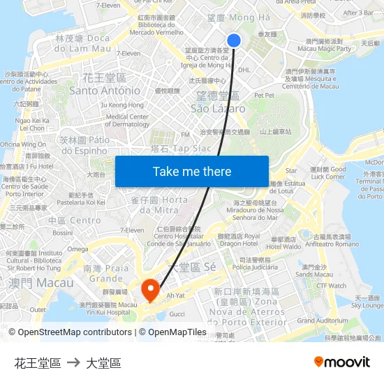 花王堂區 to 大堂區 map