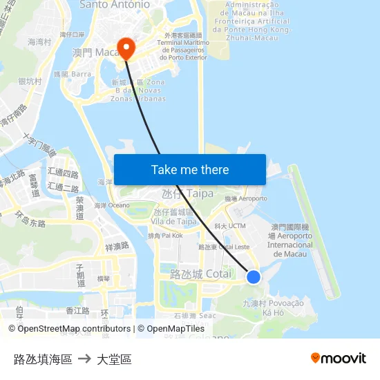 路氹填海區 to 大堂區 map