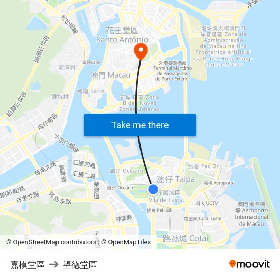 嘉模堂區 to 望德堂區 map