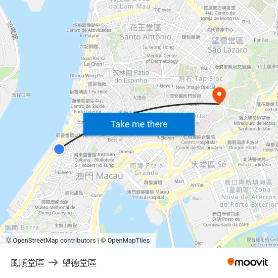 風順堂區 to 望德堂區 map