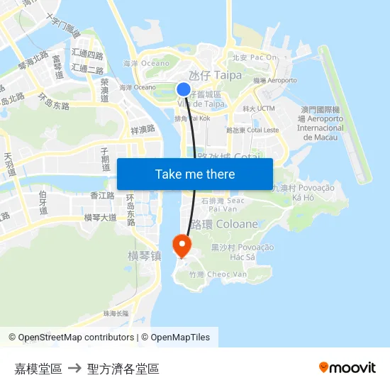 嘉模堂區 to 聖方濟各堂區 map