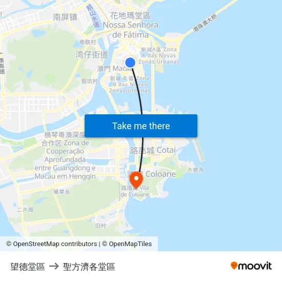 望德堂區 to 聖方濟各堂區 map