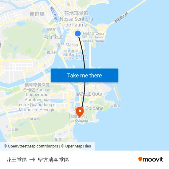 花王堂區 to 聖方濟各堂區 map