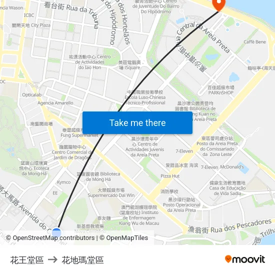 花王堂區 to 花地瑪堂區 map