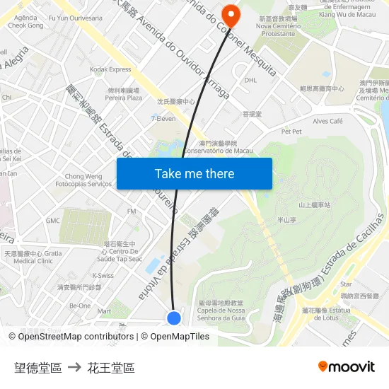 望德堂區 to 花王堂區 map