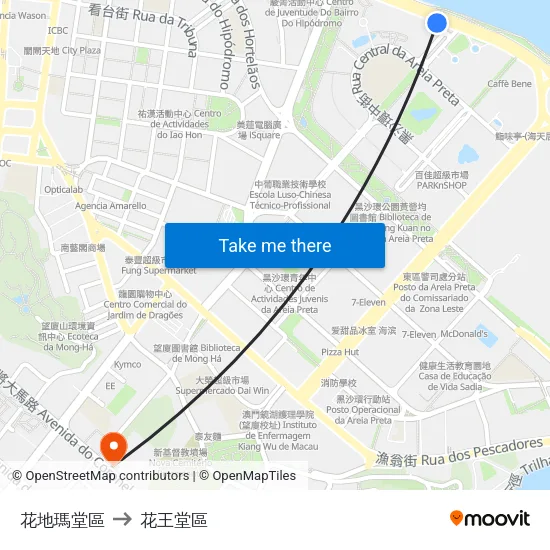花地瑪堂區 to 花王堂區 map