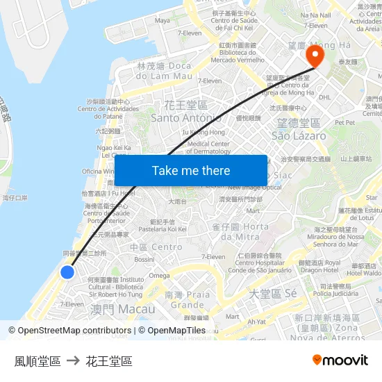 風順堂區 to 花王堂區 map