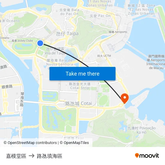 嘉模堂區 to 路氹填海區 map
