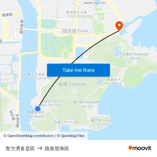 聖方濟各堂區 to 路氹填海區 map