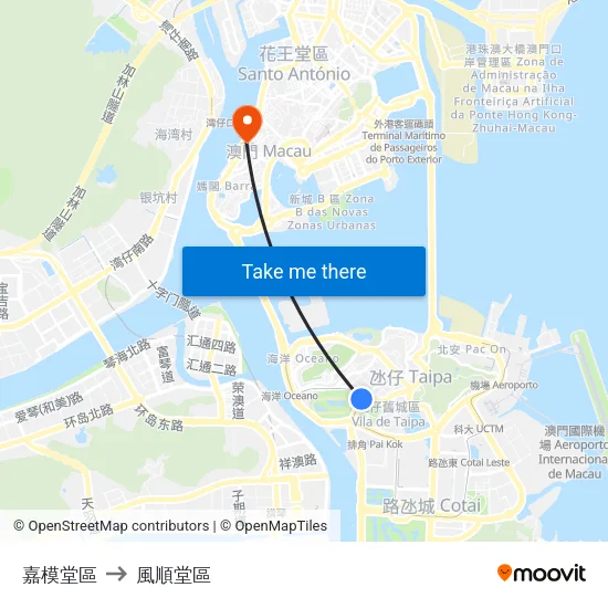 嘉模堂區 to 風順堂區 map