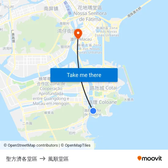 聖方濟各堂區 to 風順堂區 map
