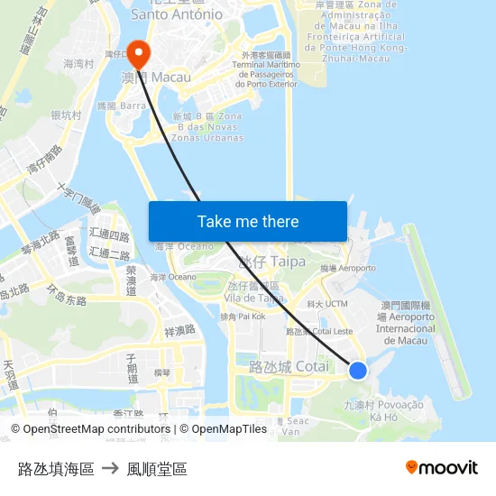 路氹填海區 to 風順堂區 map