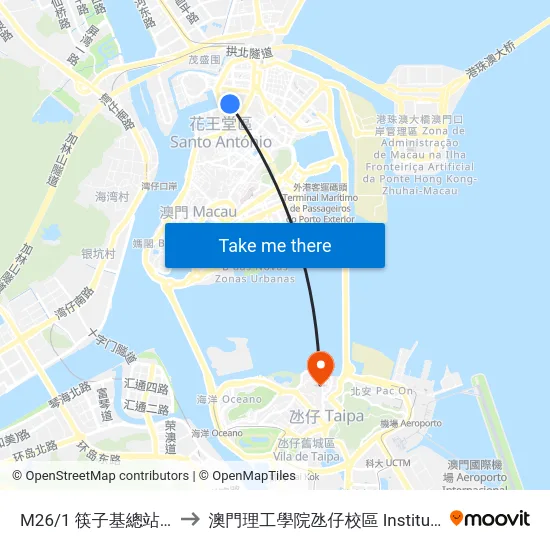 M26/1 筷子基總站 Fai Chi Kei / Terminal to 澳門理工學院氹仔校區 Instituto Politécnico De Macau (Taipa) map