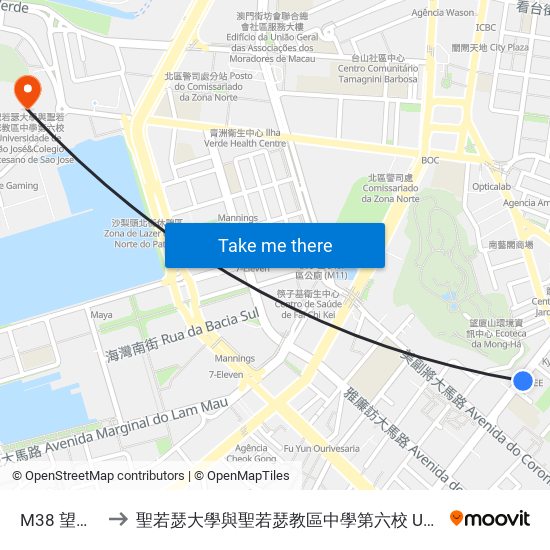 M38 望賢樓 Edf. Mong In to 聖若瑟大學與聖若瑟教區中學第六校 Universidade De São José&Colegio Diocesano De Sao Jose map