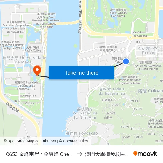 C653 金峰南岸 / 金礜峰 One Oasis /  Mahogany Tower to 澳門大學橫琴校區中央教學樓東四座 map