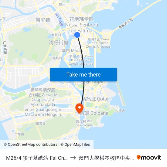 M26/4 筷子基總站 Fai Chi Kei / Terminal to 澳門大學橫琴校區中央教學樓東四座 map