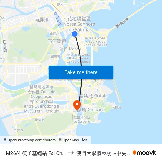 M26/4 筷子基總站 Fai Chi Kei / Terminal to 澳門大學橫琴校區中央教學樓東四座 map