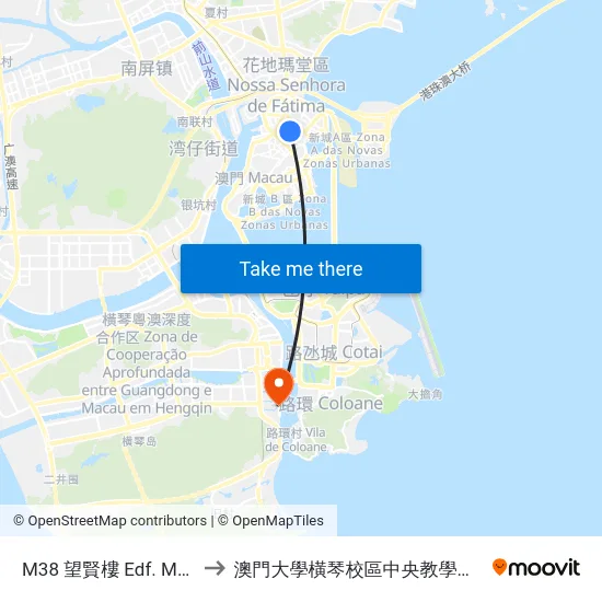 M38 望賢樓 Edf. Mong In to 澳門大學橫琴校區中央教學樓東四座 map