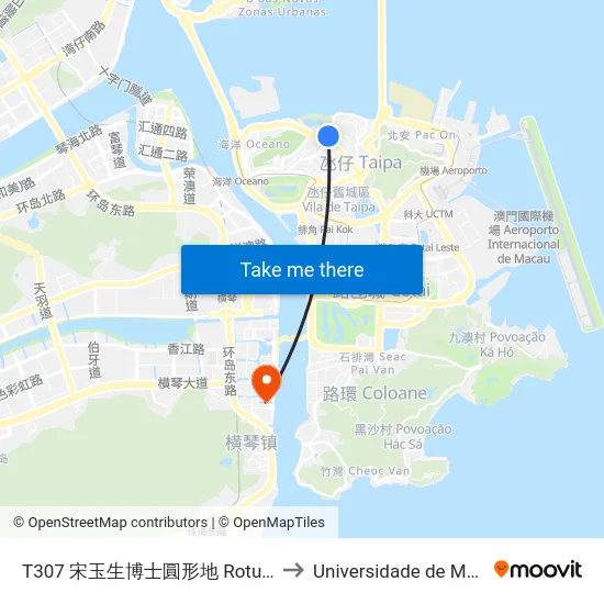 T307 宋玉生博士圓形地 Rotunda Dr.Carlos A. C. P. Dassumpção to Universidade de Macau (澳門大學) Campus map