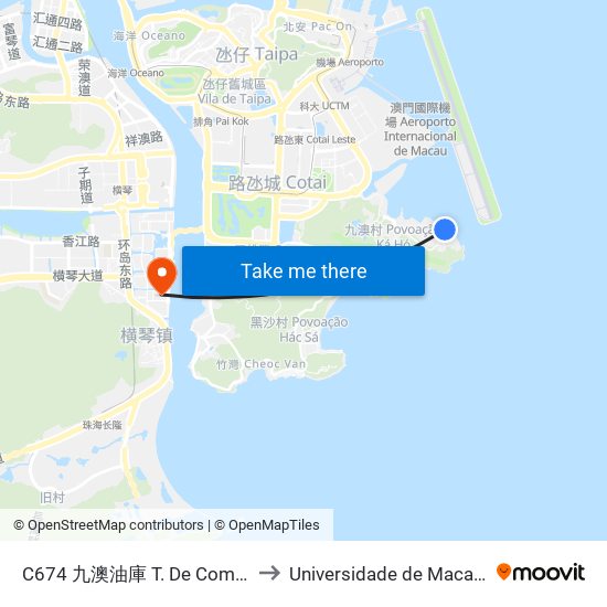 C674 九澳油庫 T. De Combustíveis Do P. De Ká-Hó to Universidade de Macau (澳門大學) Campus map