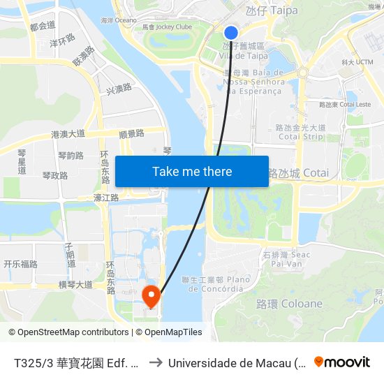 T325/3 華寶花園 Edf. Jardim De Va Pou to Universidade de Macau (澳門大學) Campus map