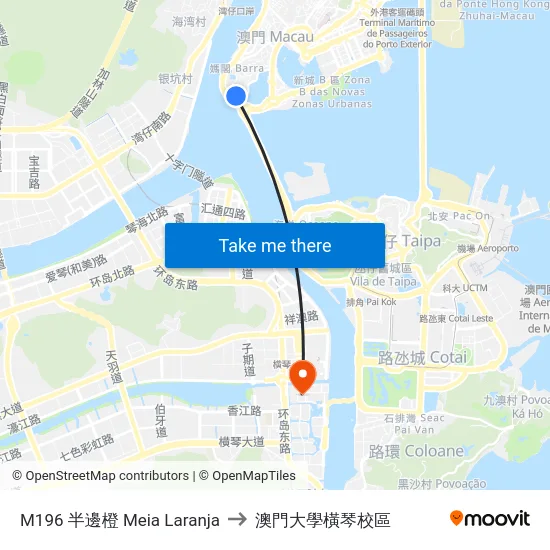 M196 半邊橙 Meia Laranja to 澳門大學橫琴校區 map
