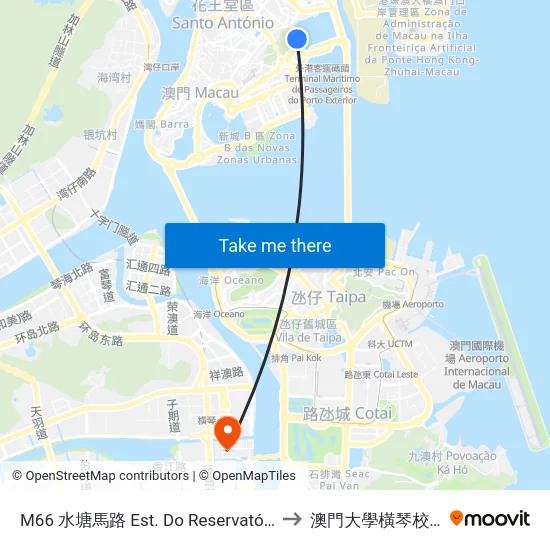 M66 水塘馬路 Est. Do Reservatório to 澳門大學橫琴校區 map