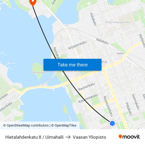 Hietalahdenkatu 8 / Uimahalli to Vaasan Yliopisto map