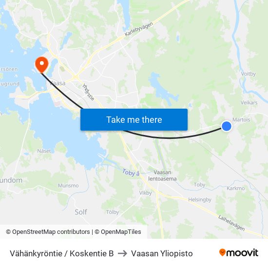 Vähänkyröntie / Koskentie B to Vaasan Yliopisto map