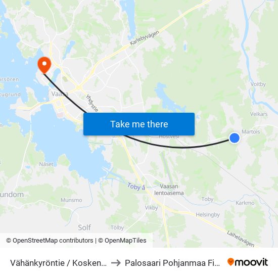 Vähänkyröntie / Koskentie A to Palosaari Pohjanmaa Finland map