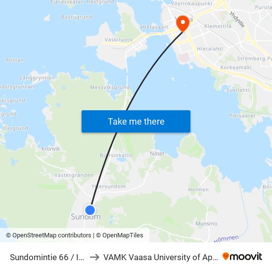 Sundomintie 66 / Idrottsplan to VAMK Vaasa University of Applied Sciences map