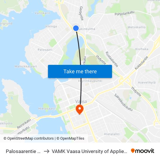 Palosaarentie 89 / 2 to VAMK Vaasa University of Applied Sciences map