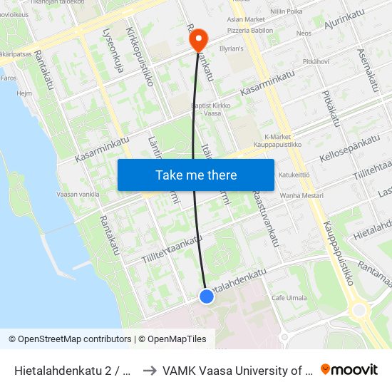 Hietalahdenkatu 2 / Keskussairaala to VAMK Vaasa University of Applied Sciences map