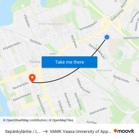 Sepänkyläntie / Laturintie to VAMK Vaasa University of Applied Sciences map