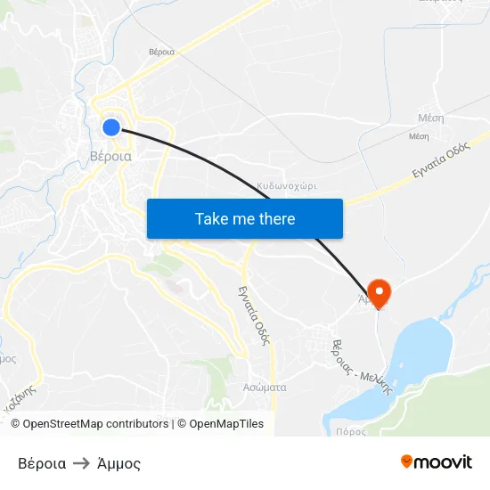 Βέροια to Άμμος map