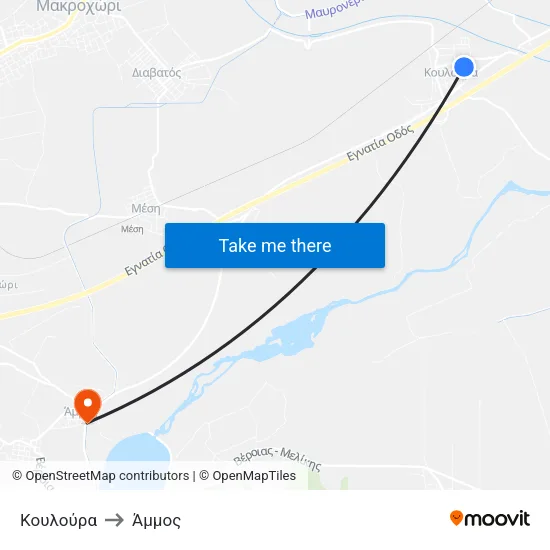 Κουλούρα to Άμμος map