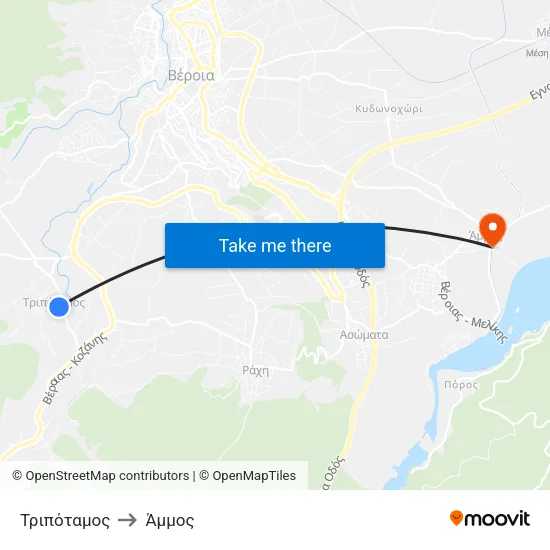 Τριπόταμος to Άμμος map