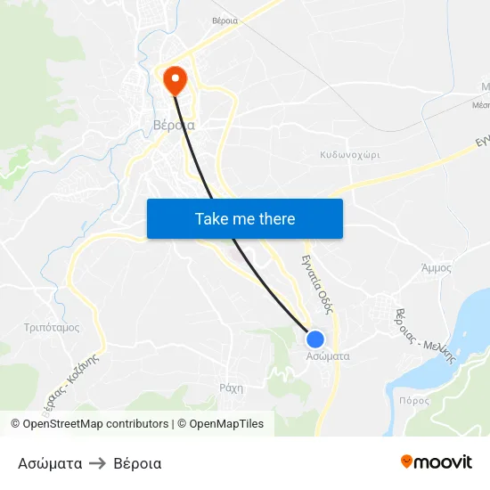 Ασώματα to Βέροια map