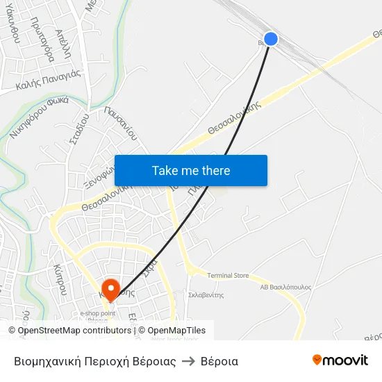 Βιομηχανική Περιοχή Βέροιας to Βέροια map