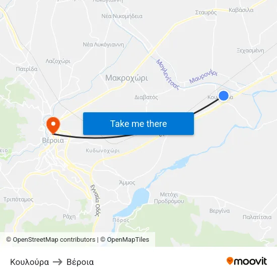 Κουλούρα to Βέροια map