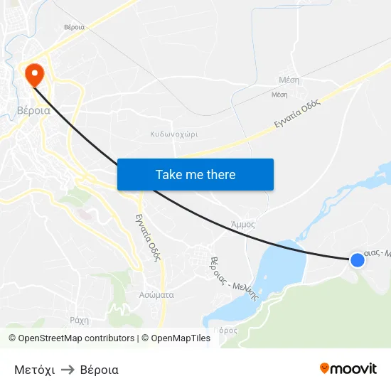 Μετόχι to Βέροια map