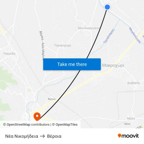 Νέα Νικομήδεια to Βέροια map