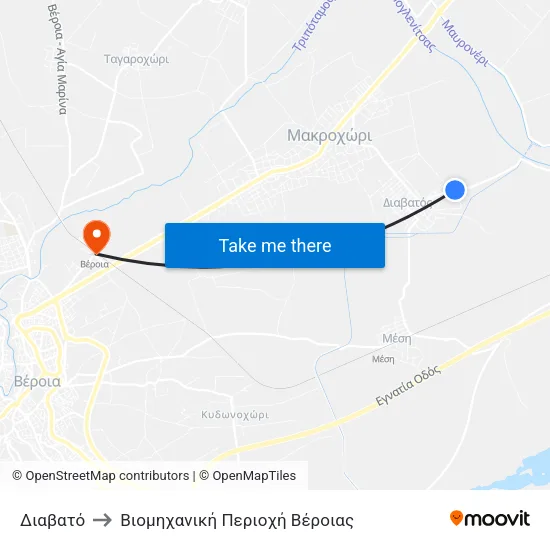 Διαβατό to Βιομηχανική Περιοχή Βέροιας map