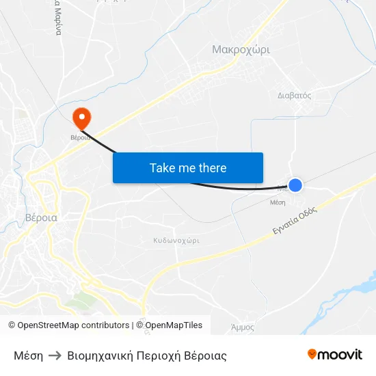 Μέση to Βιομηχανική Περιοχή Βέροιας map