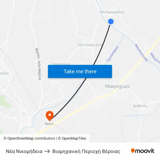Νέα Νικομήδεια to Βιομηχανική Περιοχή Βέροιας map