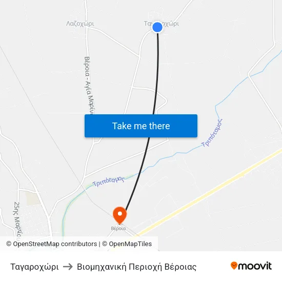 Ταγαροχώρι to Βιομηχανική Περιοχή Βέροιας map