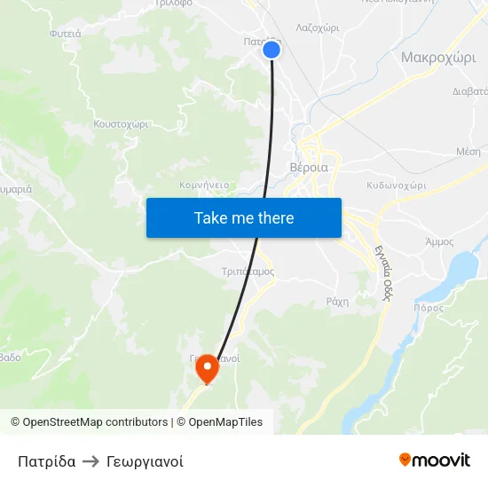 Πατρίδα to Γεωργιανοί map